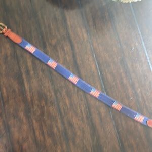 Smathers & Branson hand stitched needlepoint American flag belt